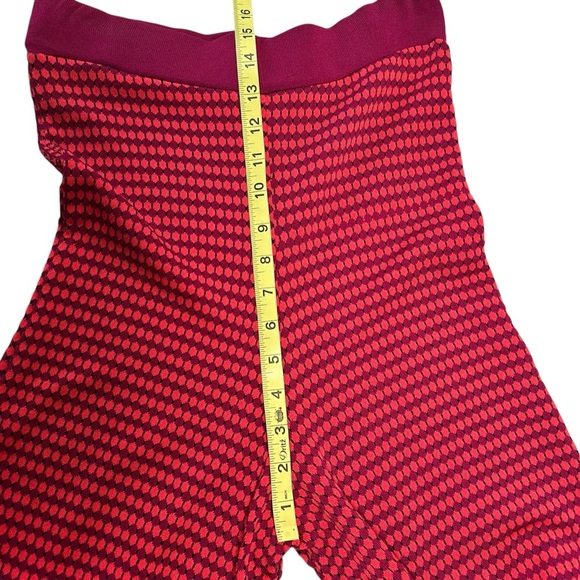 Zara Knit High Waist Two Tone Stretchy Flared Leg Size Small Red Purple Retro - Picture 7 of 11